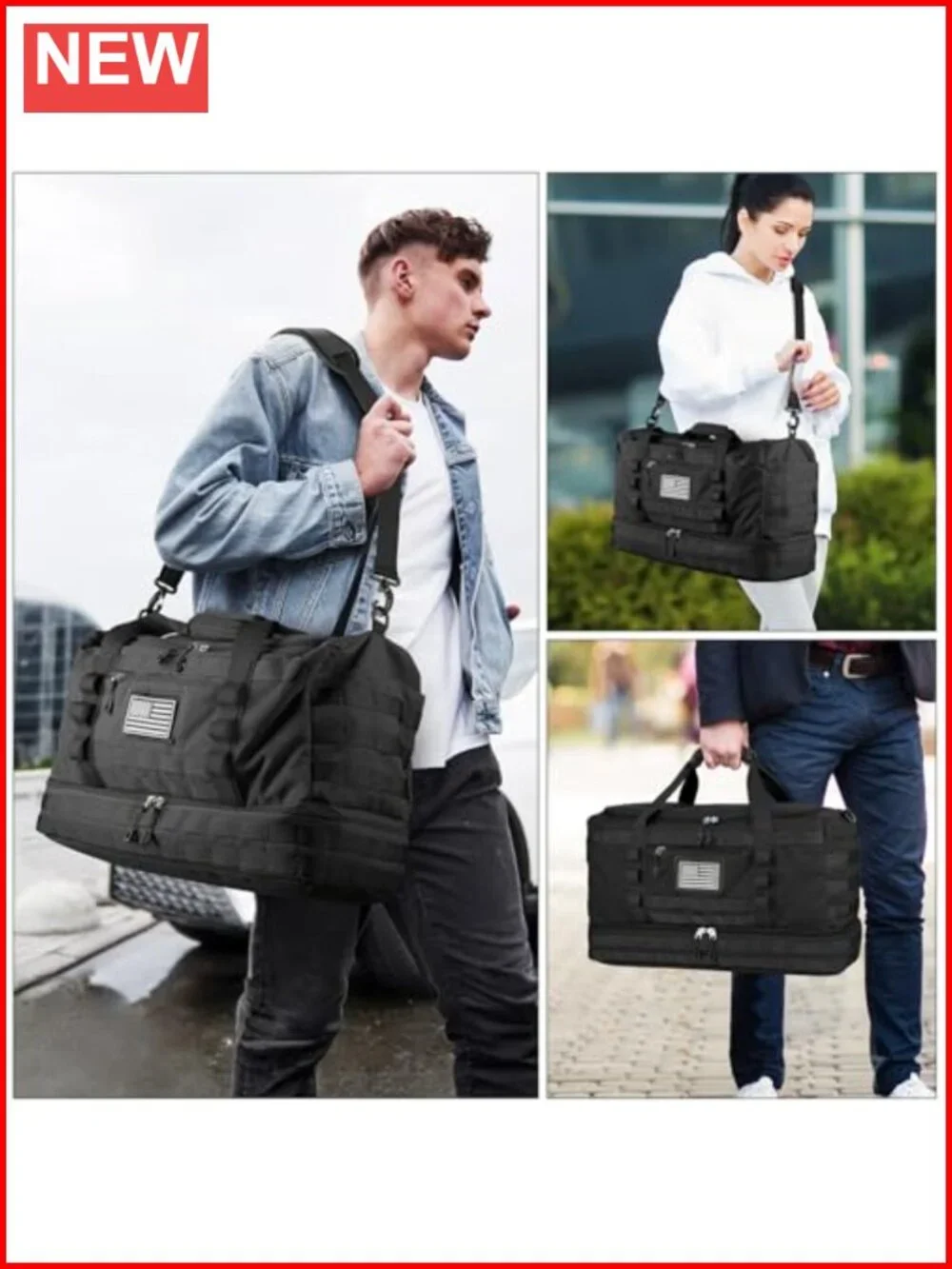 Carry On Duffel Bag with Shoe Compartment and Toiletry Bag